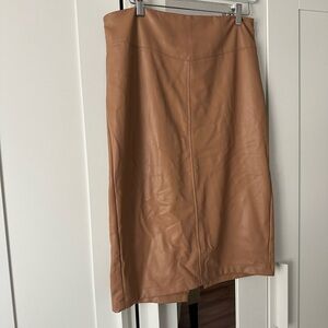 Express Pencil Skirt Camel Vegan Leather MIDI Skirt Medium